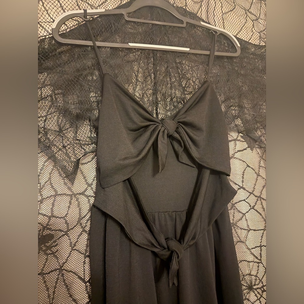 RACHEL Rachel Roy Double Tie Front Black Maxi Dress Medium Goth Foxblood Style